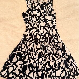 Forever 21 Black and White Abstract Fit-and-Flare Dress